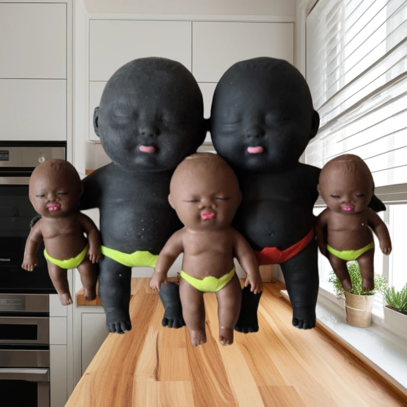 奇葩捏捏乐小巧搞怪解压玩具可爱小黑人职场减压神器黑娃娃玩偶