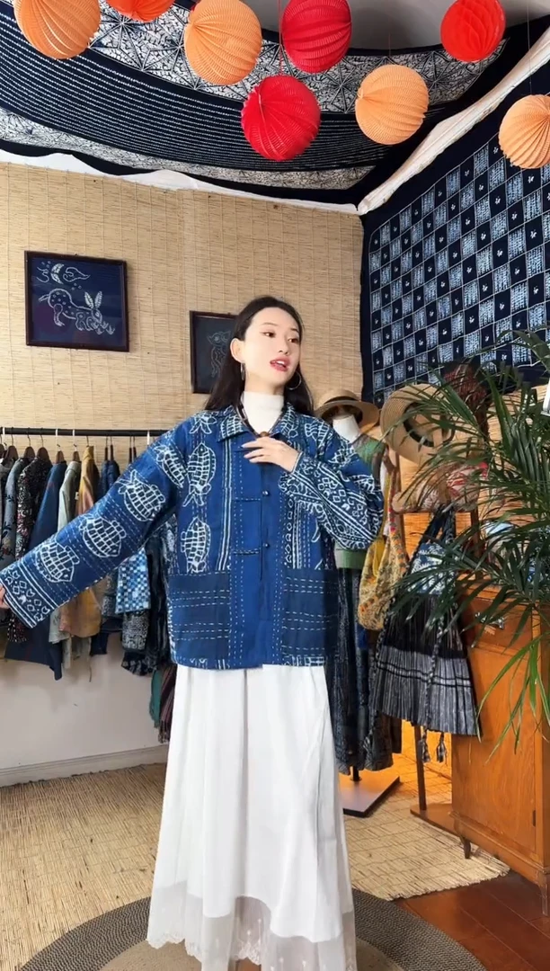 【闪购商品】设计师款蓝染刺子绣外套