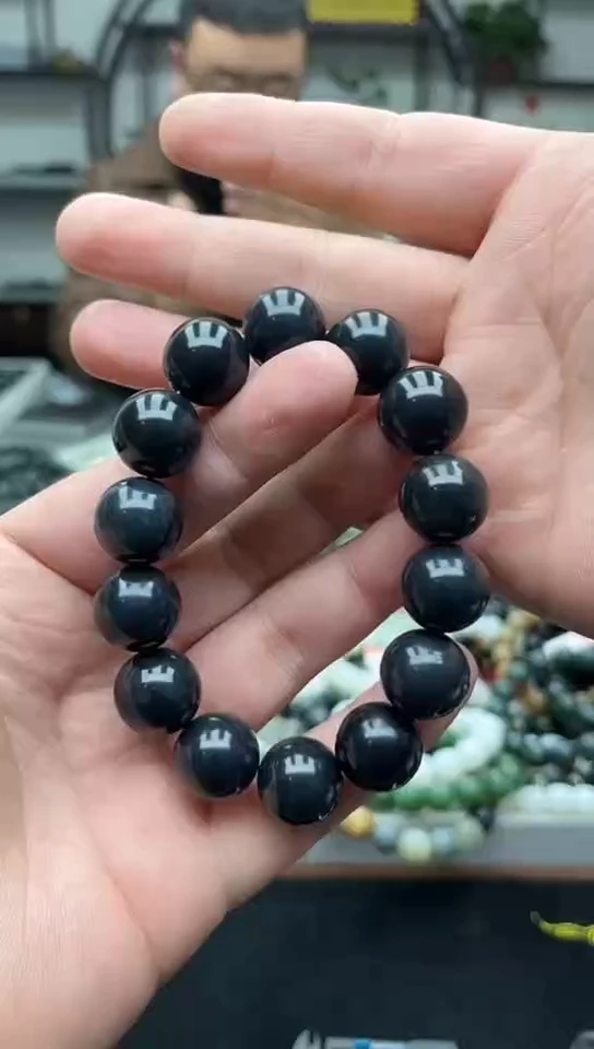 未镶嵌手串和田玉纯天然新疆聚墨青花16