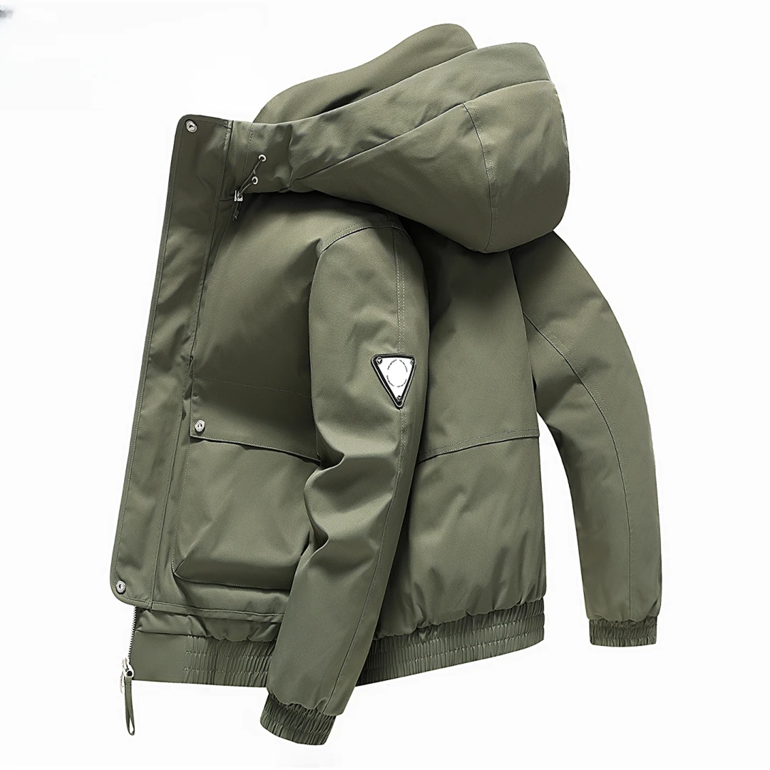 2025冬季新男士工装羽绒服男短款时尚休闲连帽鸭绒保暖冬装外套男