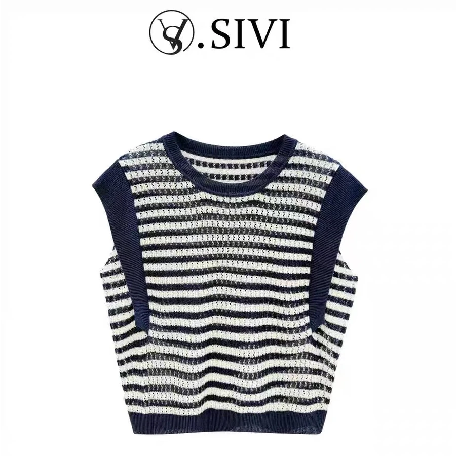 【平行格调】莱赛尔天丝~夏季薄新款时尚气质休闲针织镂空上衣H3275