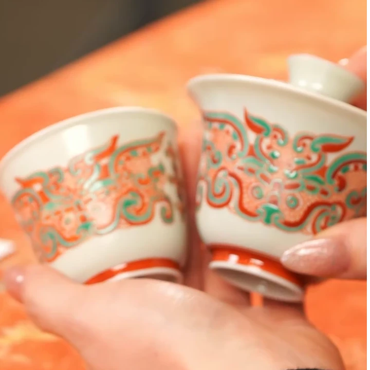 雨溪山房/红绿彩饕餮两件套套组