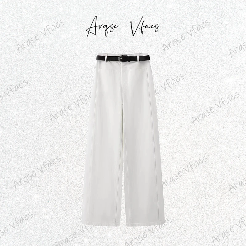 2025新款艾家【cleanfit牛仔】白色阔腿牛仔裤夏干净轻奢款50423243