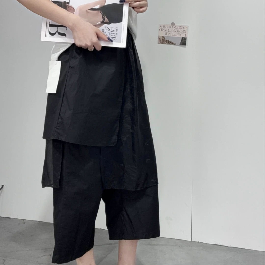 【拉拉专属】2535#夏季新款女显瘦拼接网纱阔腿裤女宽松百搭休闲裤