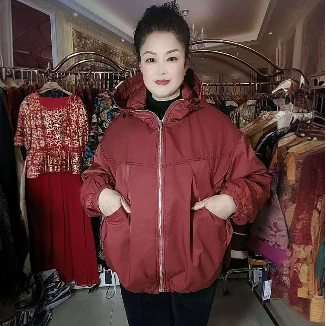 中年妈妈加绒加厚大版派克服