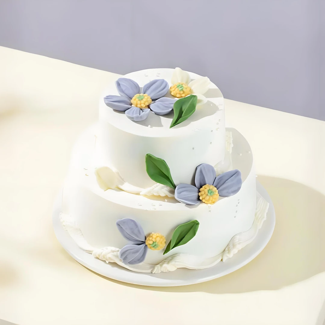 【甜啃福利】6+4英寸清新花瓣双层生日蛋糕
