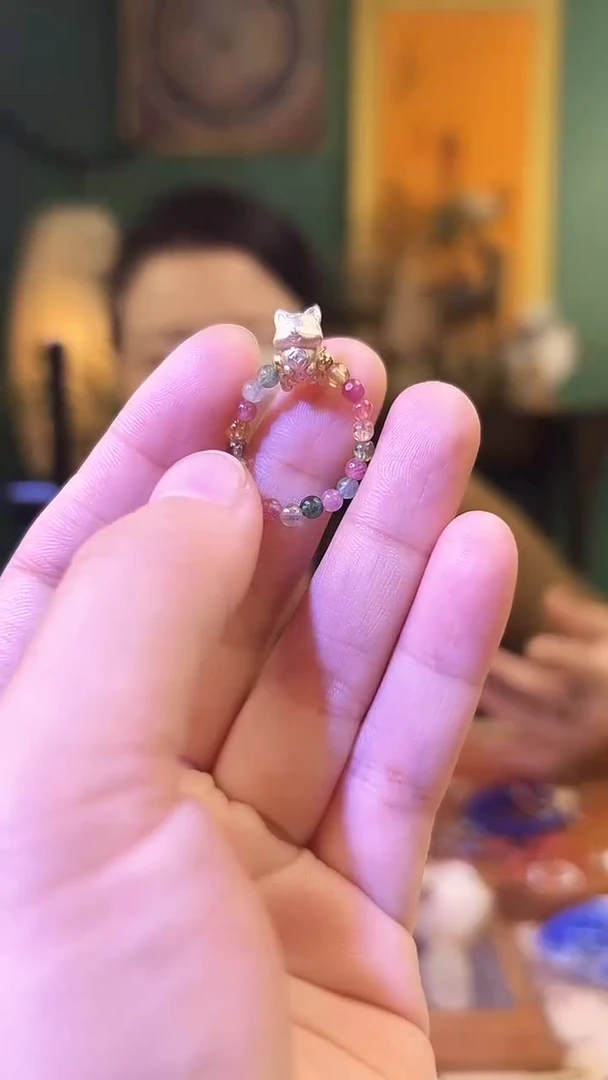 【闪购商品】碧玺戒指足银镶嵌碧玺九尾狐戒指