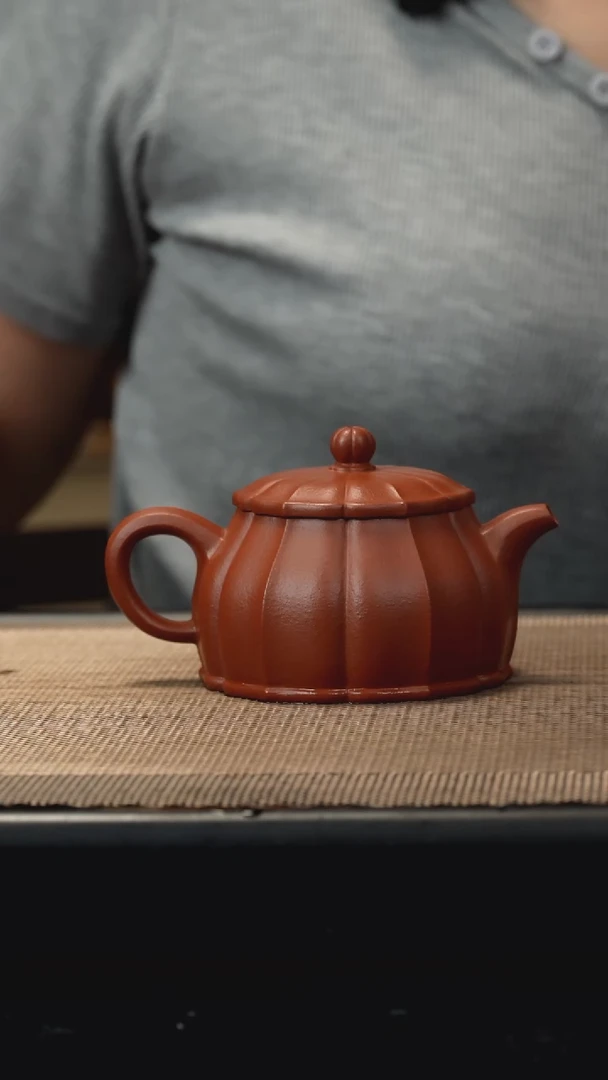 茶壶紫砂生砂朱泥筋纹若溪150CC