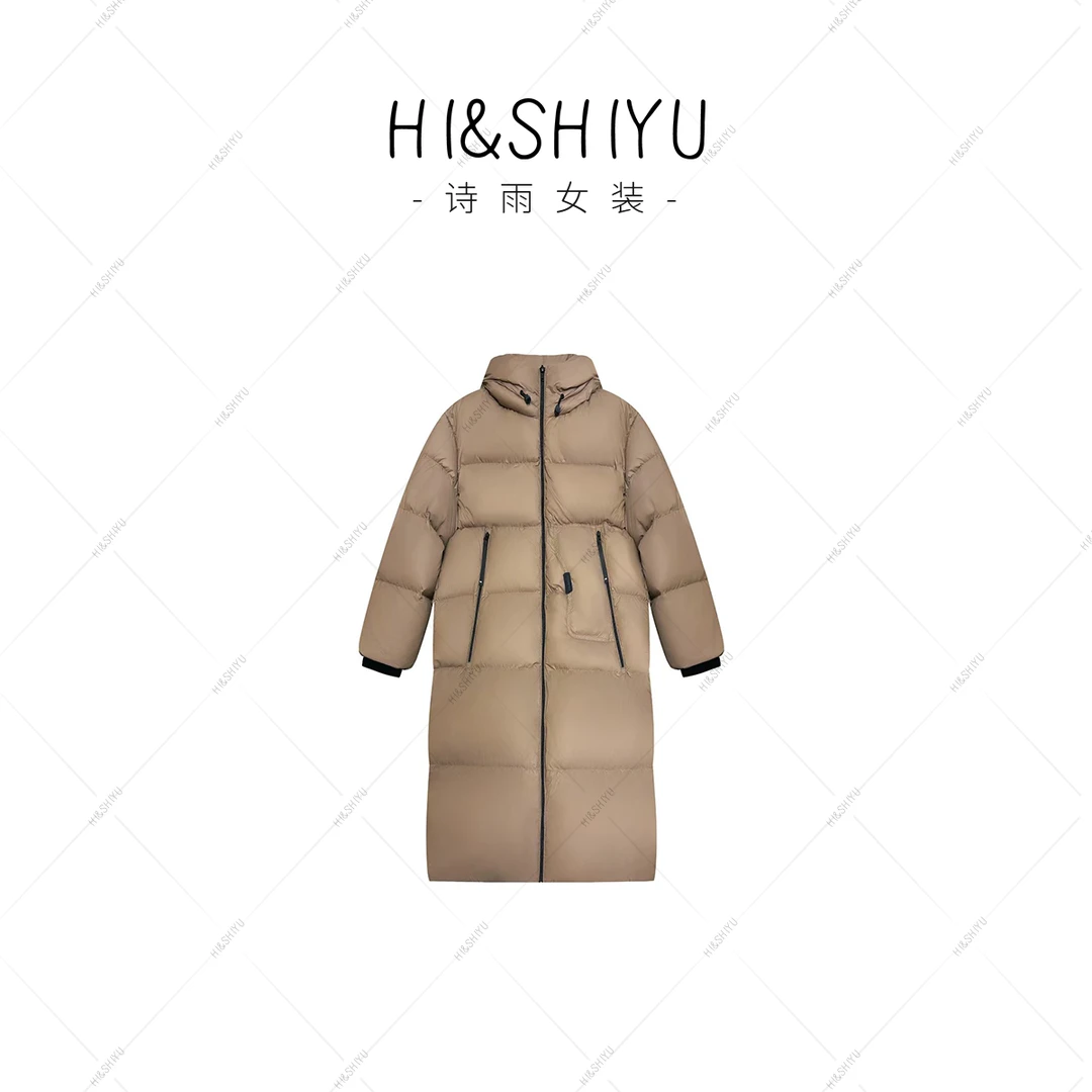 HISHIYU【摩登女神】Q9803 90白羽绒服长款冬季保暖时尚连帽