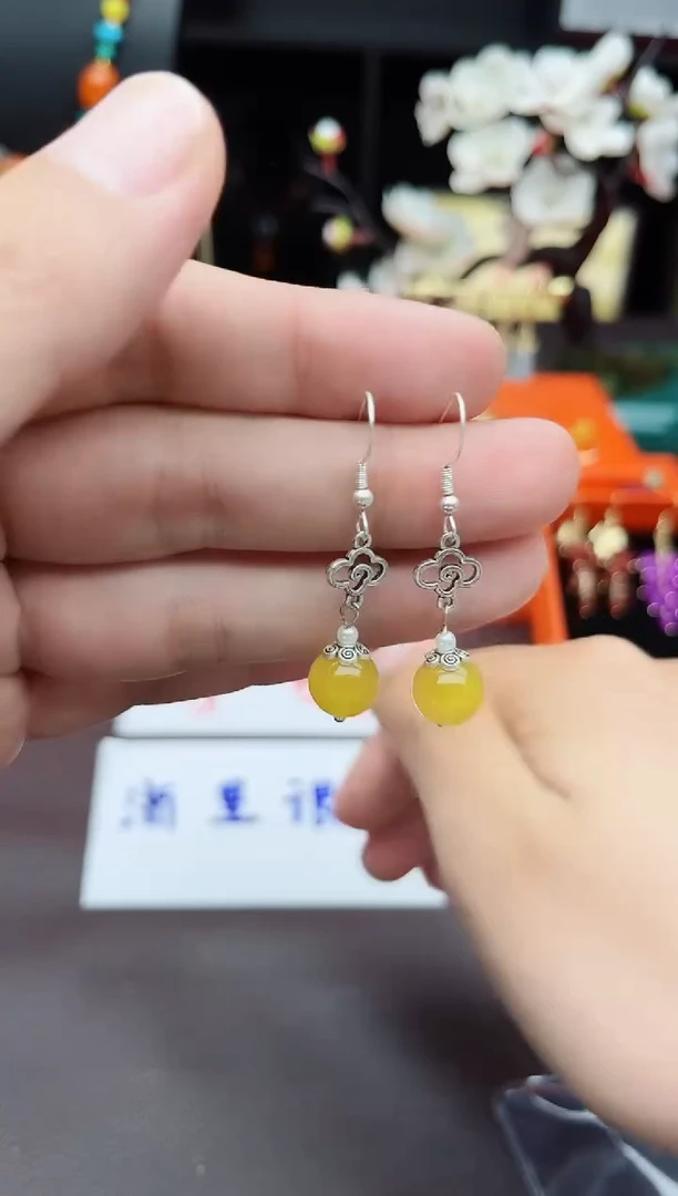 玛瑙/玉髓耳饰银S925镶嵌702000