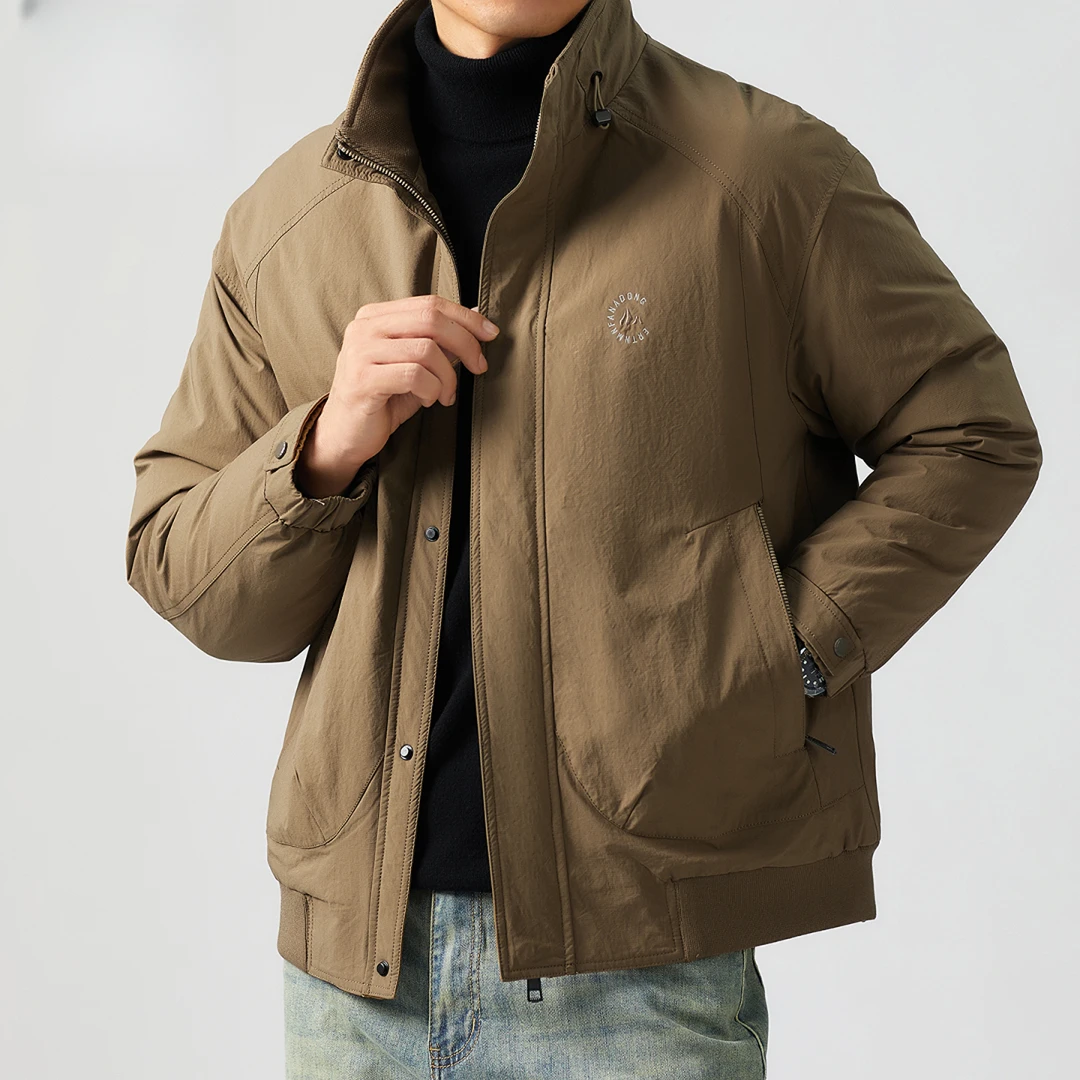 PAVENATNO/巴韦那奇立领工装风羽绒服男短款冬季保暖休闲夹克外套