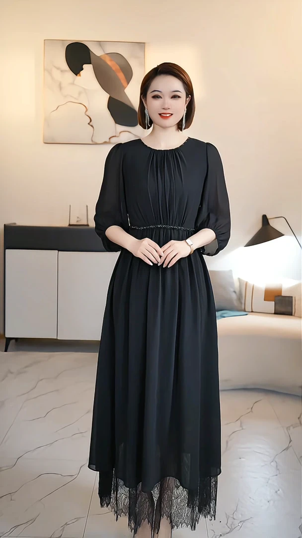 【深圳薇姐清仓】A气质高端大码显瘦连衣裙 8881