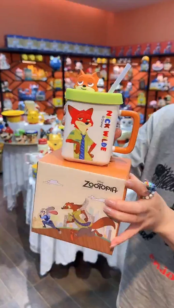 瓷片 @@疯狂动物城狐尼克四方陶瓷吸管杯