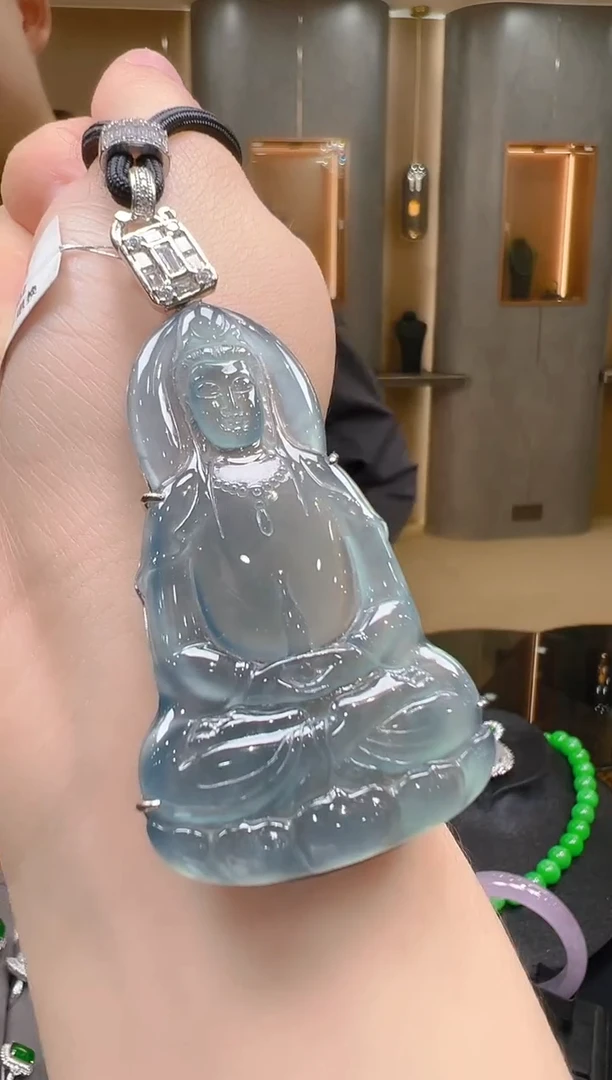 吊坠(不含链)银S925镶嵌翡翠天然A货翡翠多样性发一