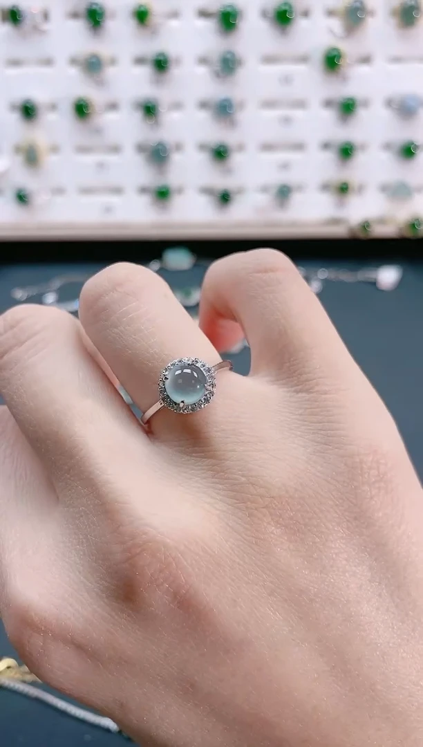 【闪购商品】翡翠戒指银S925镶嵌天然翡翠