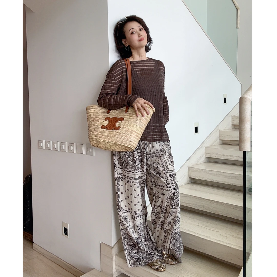 HDL CONFIADO·宽松棉麻抽绳印花长裤