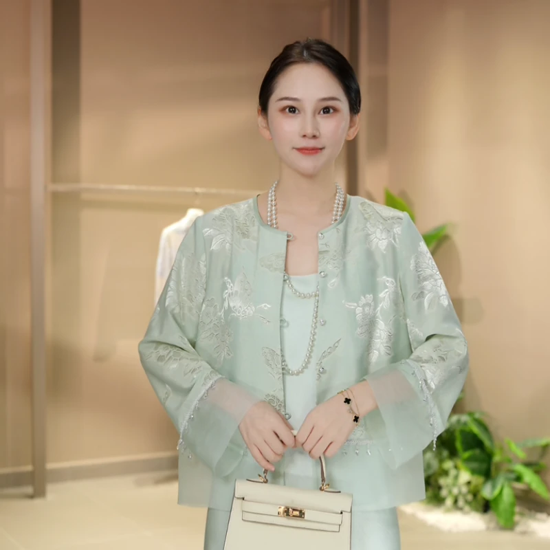 《夏日蝶序》2025新款百搭桑蚕丝剪花流苏新中式防晒外套4658