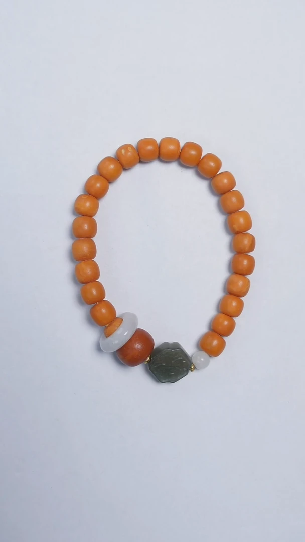 未镶嵌琥珀手链橘皮老蜡老型手串