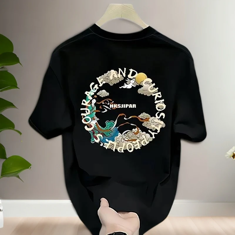 【青年潮牌卡通印花】仓石一树夏季情侣款重磅宽松透气休闲短袖T恤