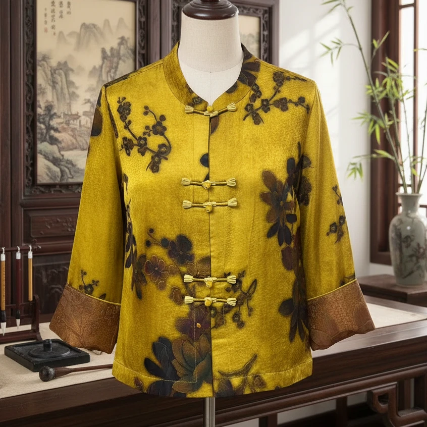 0015【海棠暗香】新中式秋季新款时尚高级立体刻花花萝女式正肩外套