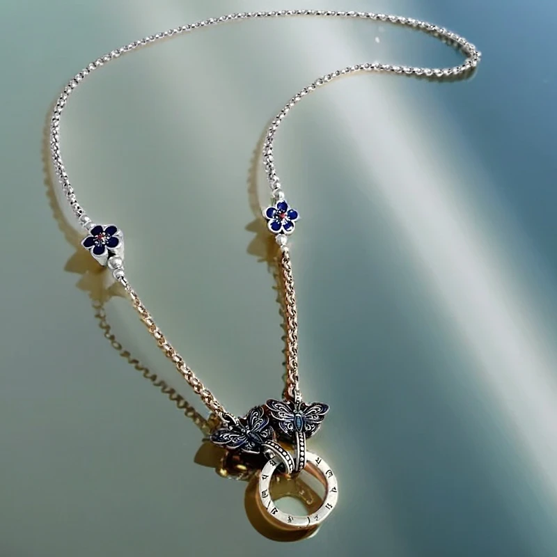 链子925银 【佰万银庄】S925银蝶恋花毛衣链气质轻奢时尚百搭60cm