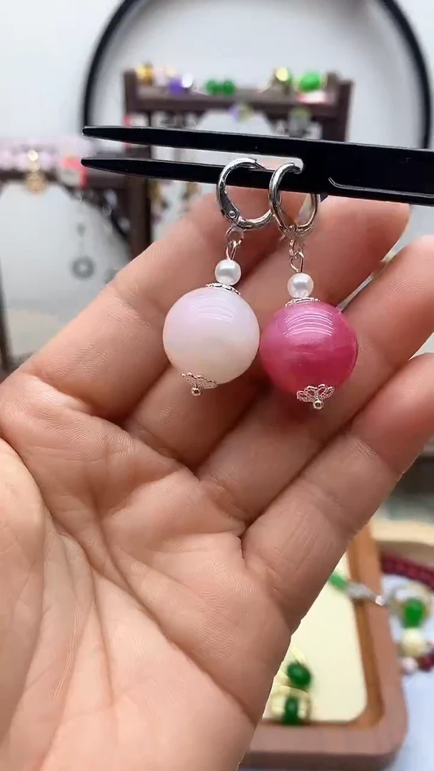 【闪购商品】玛瑙/玉髓耳饰银S925镶嵌174