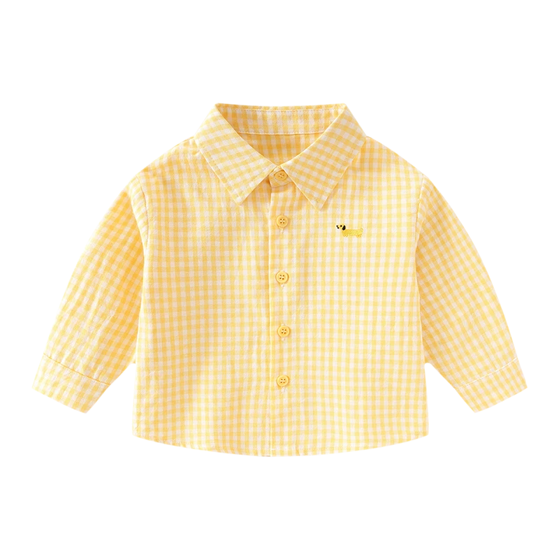 【格子绣花衬衫 小乐妈咪】宝宝衬衣春季男女童外套装儿童打底衫B28