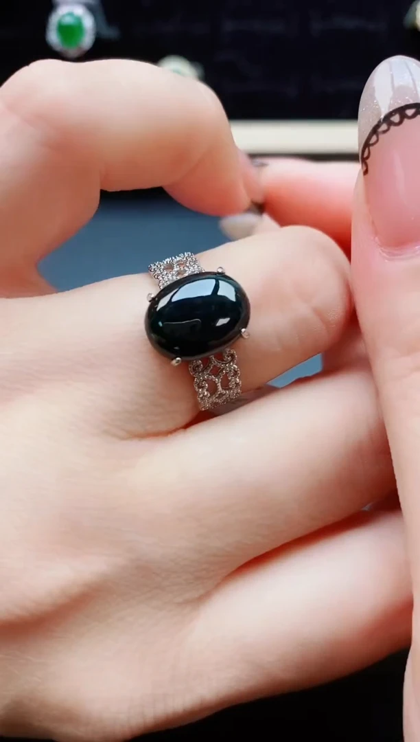 翡翠戒指银S925镶嵌50870550