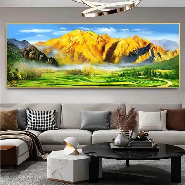 （背靠金山）客厅风景金山沙发背景晶瓷晶钻装饰客厅背景家居饰品