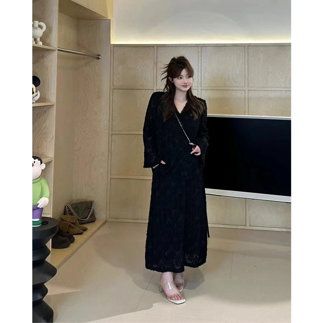 【富家独生女-上衣】国风蕾丝钩花羽毛纱V领上衣气质复古