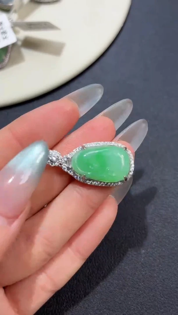 吊坠(不含链)银S925镶嵌翡翠吊坠