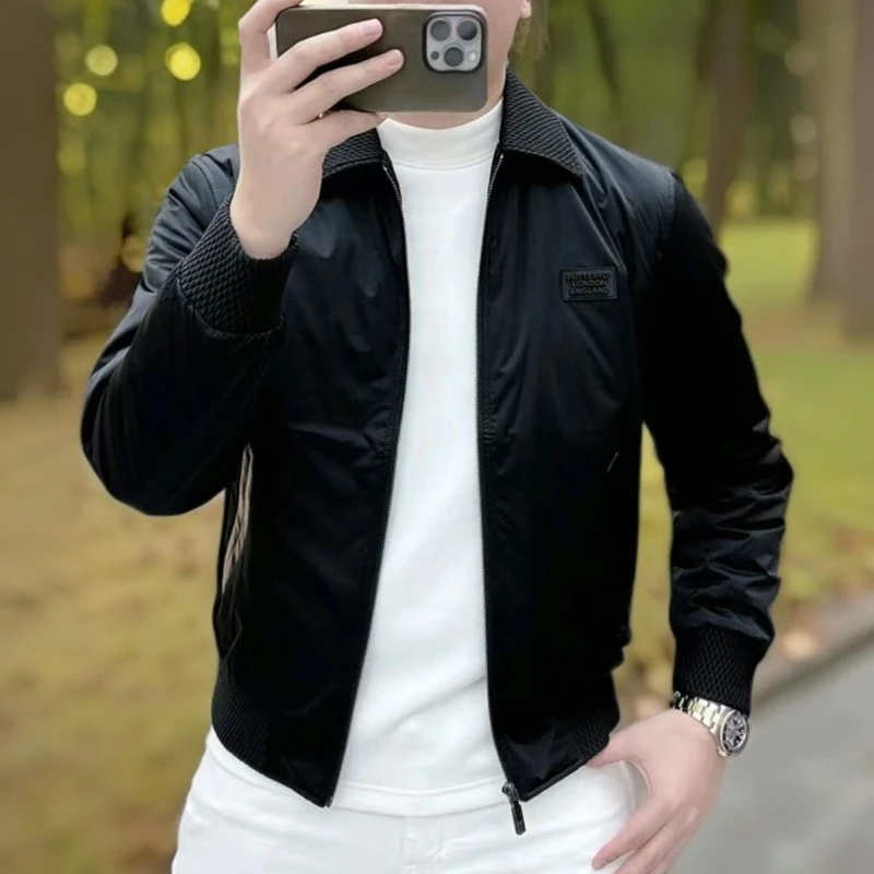 NYING秋冬新款轻奢潮牌男士翻领保暖夹克简约宽松高品质棉服外套