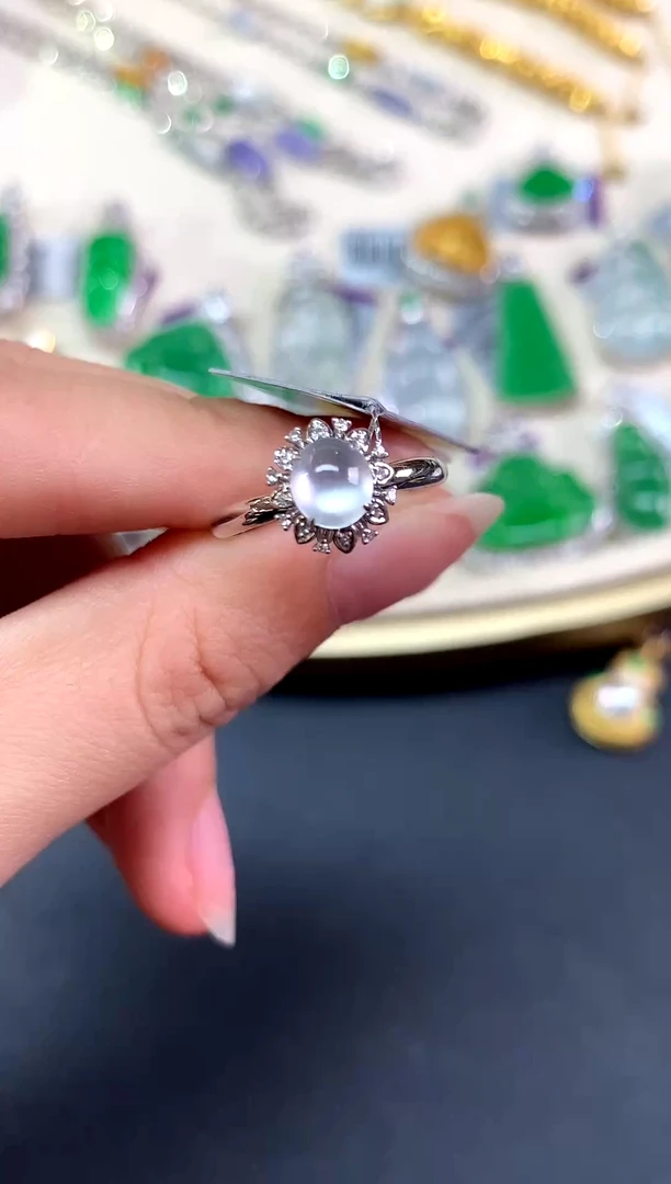 18K金镶嵌戒指翡翠戒指|3980