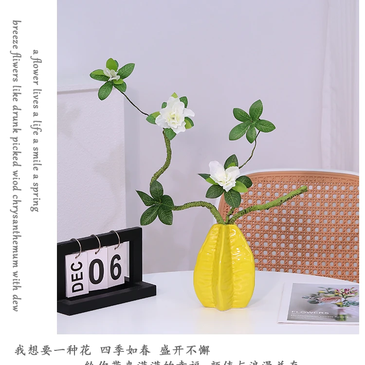 栀子花杜鹃杨桃陶瓷花瓶摆件客厅插花器玄关电视柜创意家居装饰