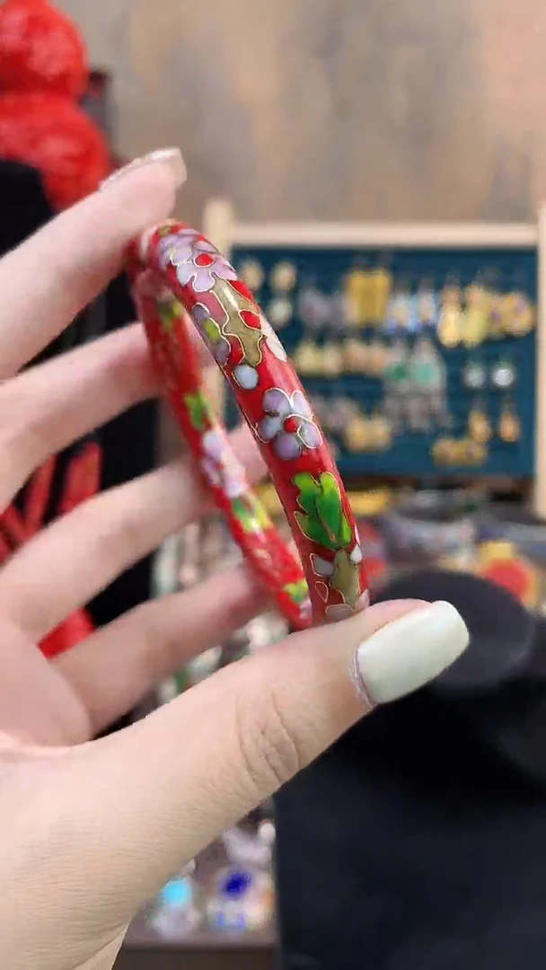 非遗景泰蓝细棍镯红色