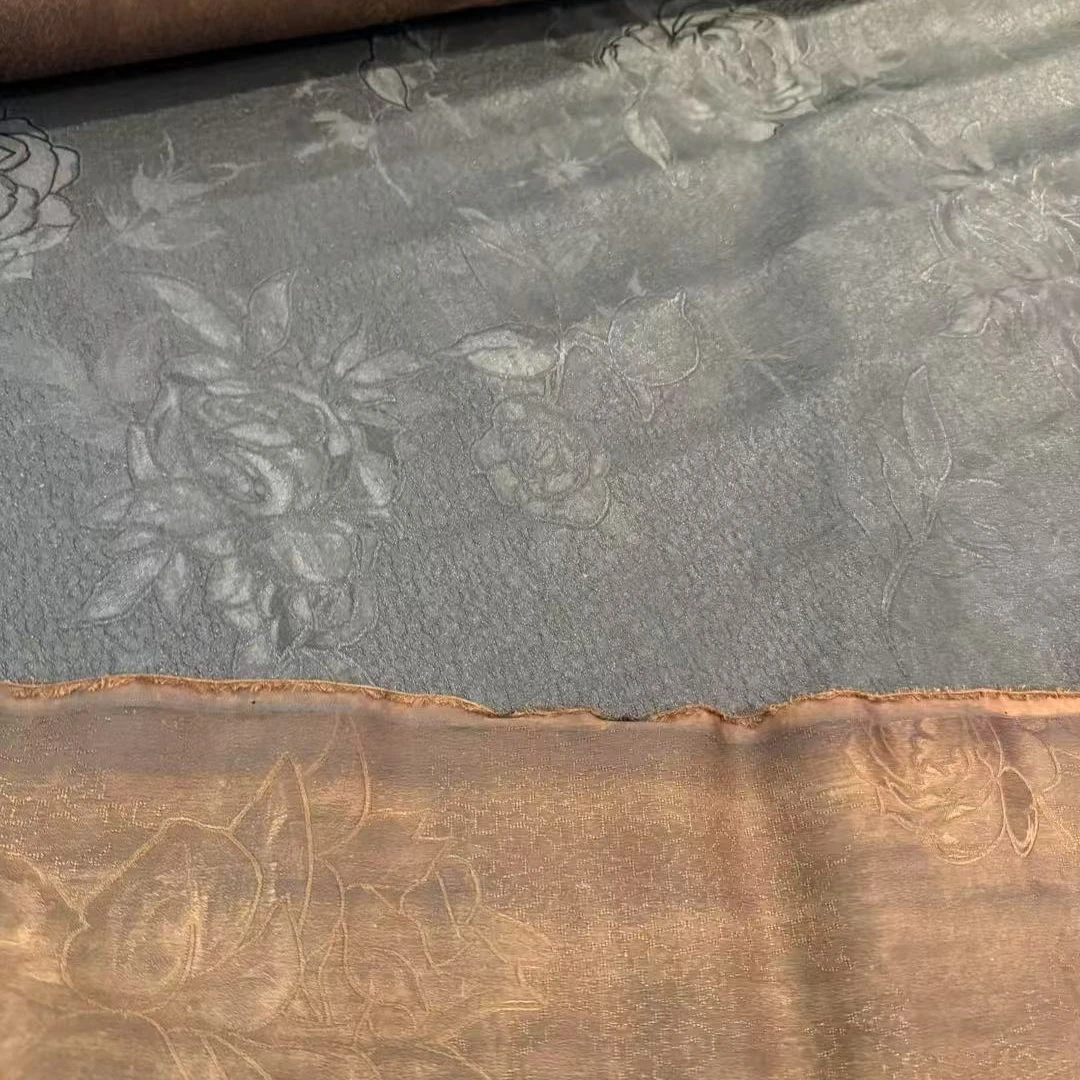 【莨丝智友】[喜鹊牡丹] 古法 机织二经绞罗 香云纱 0.5米 lxz1193