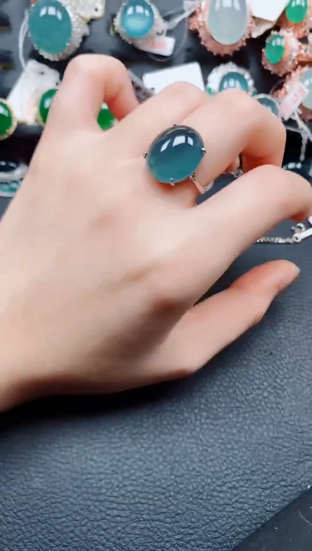 银S925镶嵌戒指翡翠翡翠