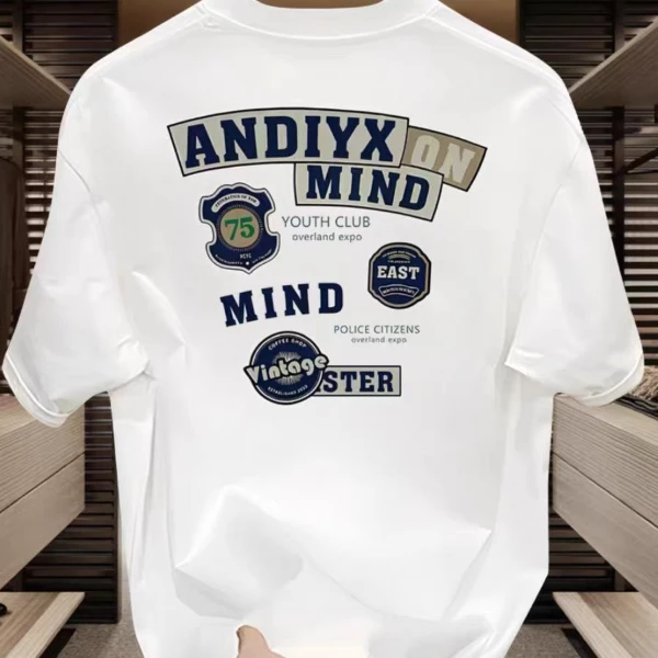 2025新款潮流印花男士短袖t恤夏季港风潮牌ins休闲百搭上衣男