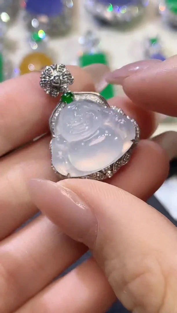 翡翠18K金镶嵌吊坠(不含链)A10翡翠