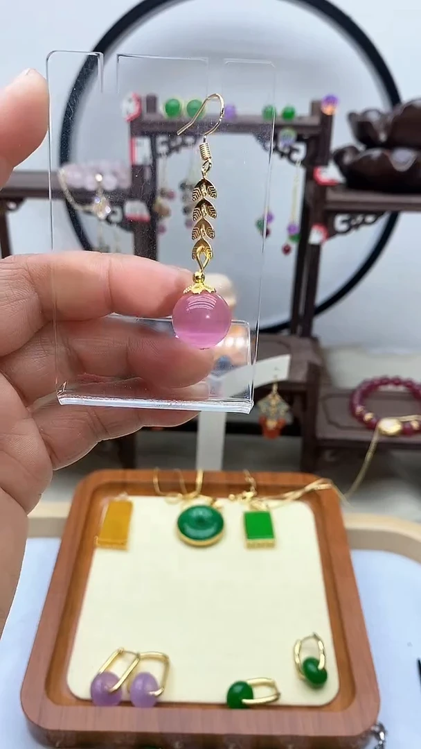 【闪购商品】猫眼耳饰银S925镀金镶嵌117