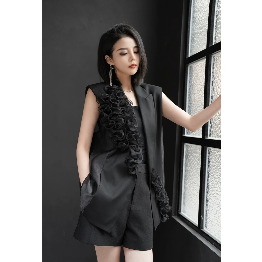 POPULARYW【北野花雾】Z·R上品屋 法式V领设计感立体花朵上衣