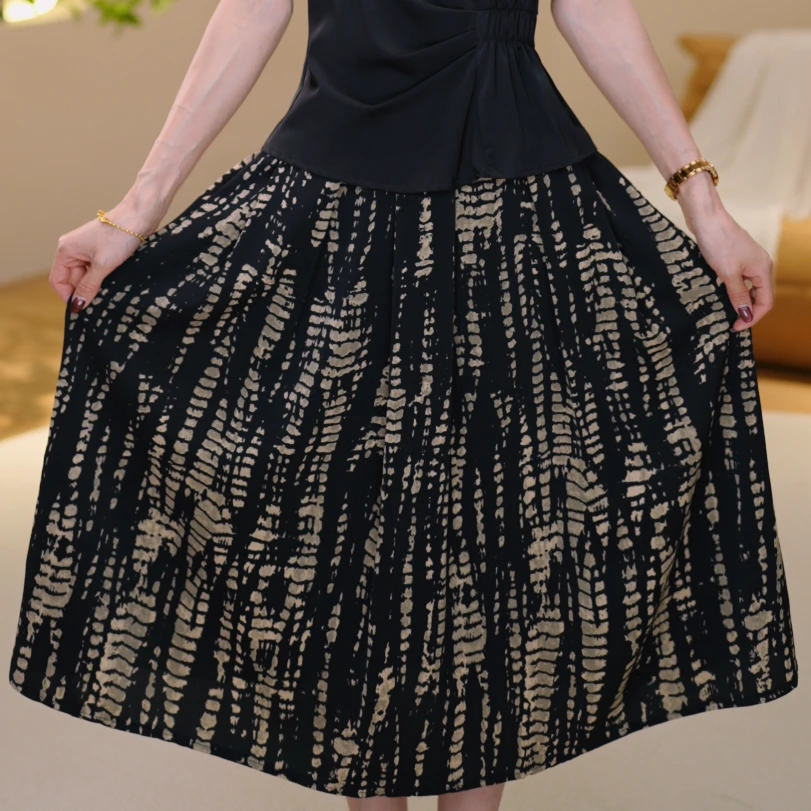 夏季2025新款半身裙薄款A字裙中长款裙子女裙