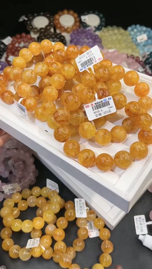 【闪购商品】水晶手链未镶嵌多样性发一黄胶花16mm