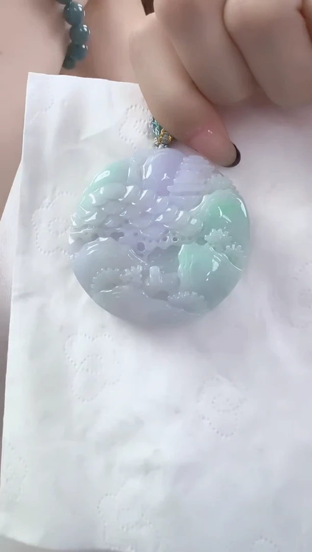 颈饰未镶嵌翡翠山水牌（多样性发货发其一）