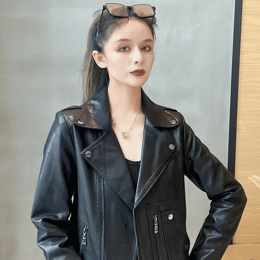 秋季新款水洗皮皮衣时尚韩版皮夹克短款修身显瘦机车皮外套A111