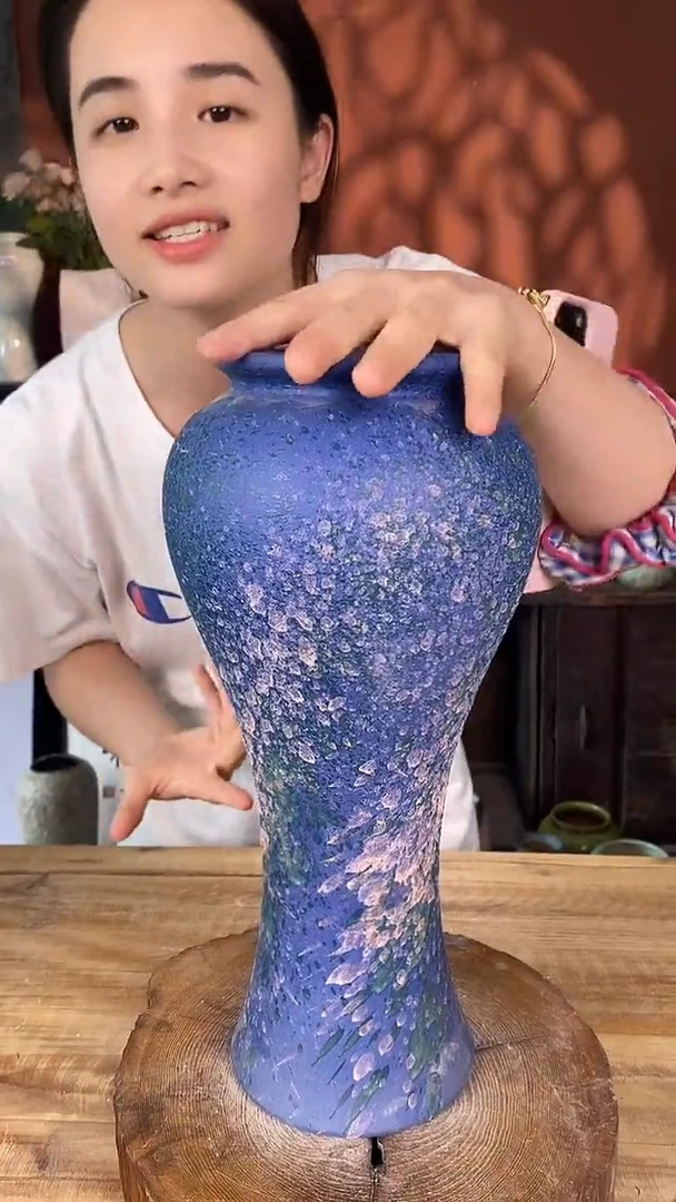 摆件景德镇高温陶瓷花器012（口径10*高度32）