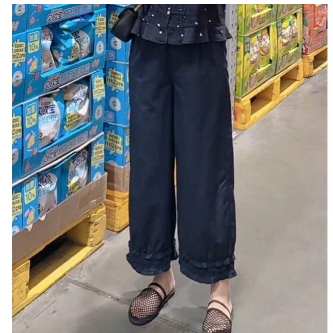 【唯美女装】花苞裤脚～全松紧腰直筒显瘦休闲裤