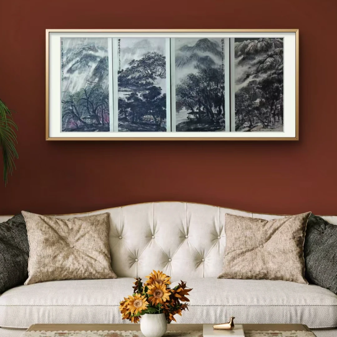 《山水四条屏》崔老师如琢先生  丝绢 32平尺