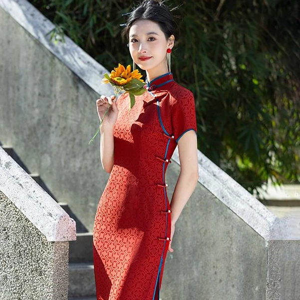 高考旗袍2025新款旗开得胜送考一举夺魁妈妈改良年轻款女夏季红色