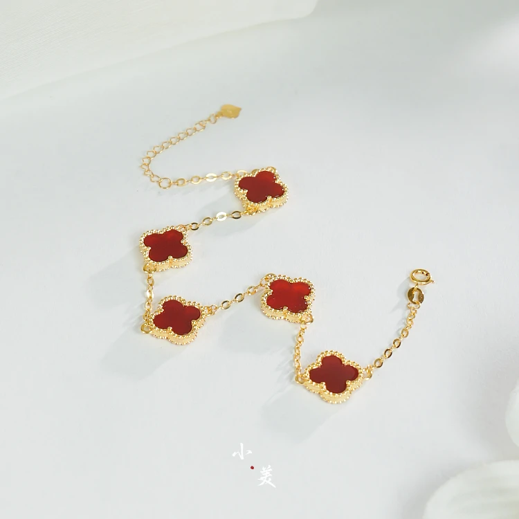 18K金*五花四叶草手链9MM（多样性发）G90125